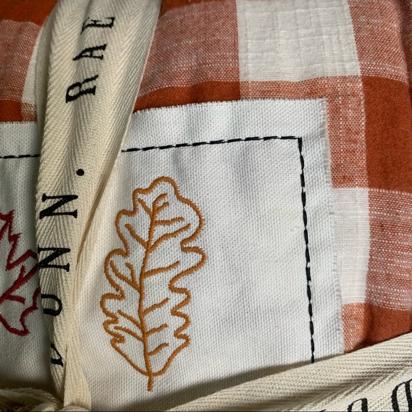 Rae Dunn blessed Buffalo Check Sherpa Throw Blanket Orange Cream White Plaid NWT - Picture 10 of 15